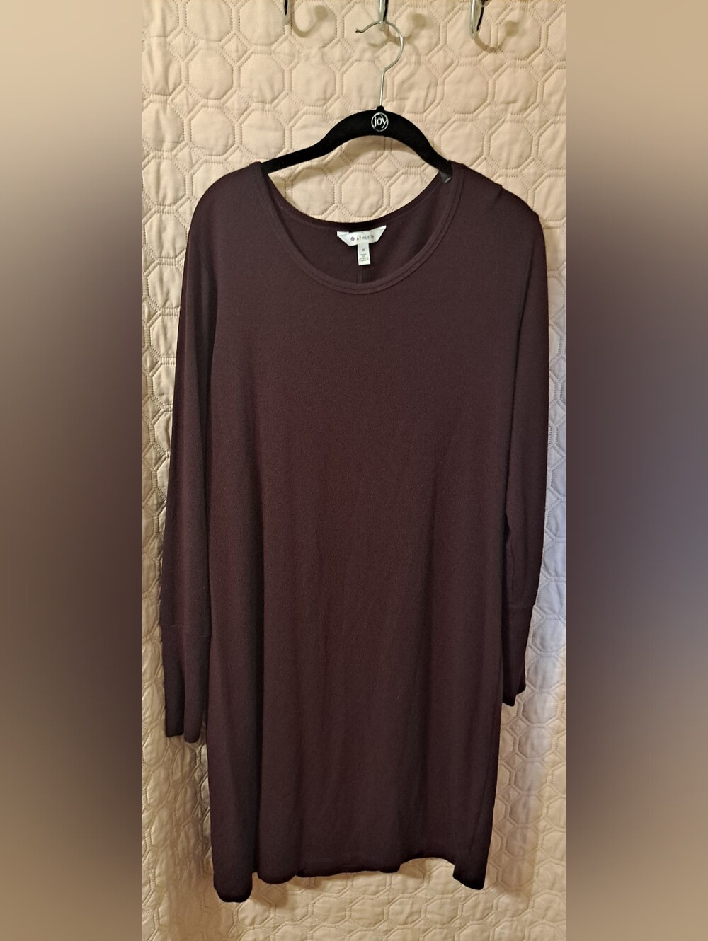 Athleta Deep Plum Long-Sleeve Knit Tunic Dress Sz M